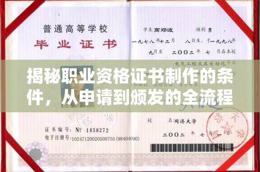 平阴揭秘职业资格证书制作的条件，从申请到颁发的全流程解析