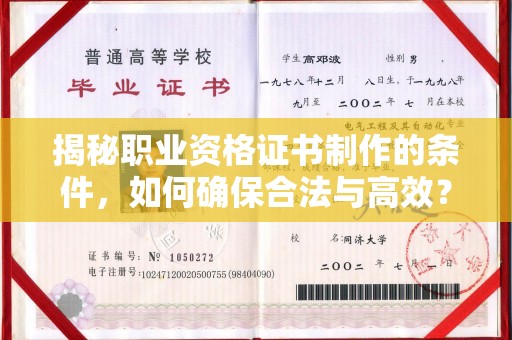 平阴揭秘职业资格证书制作的条件，如何确保合法与高效？